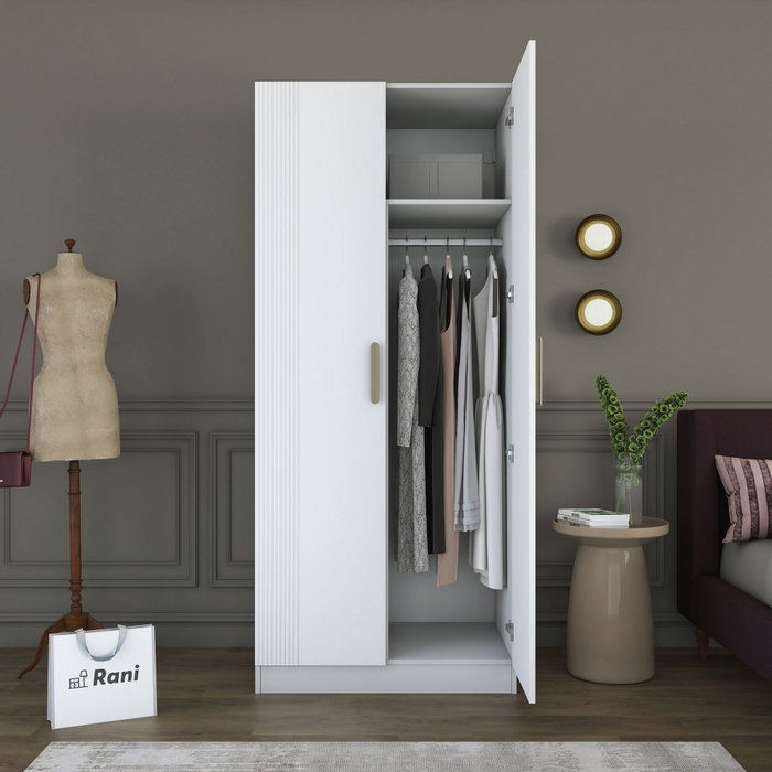 Hanah Home Armario Blanco con Estanterías Hanah Home Armario Blanco con Estanterías